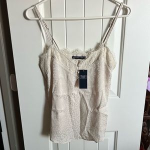 NWT Lace Silk Cami (white leopard print) XS